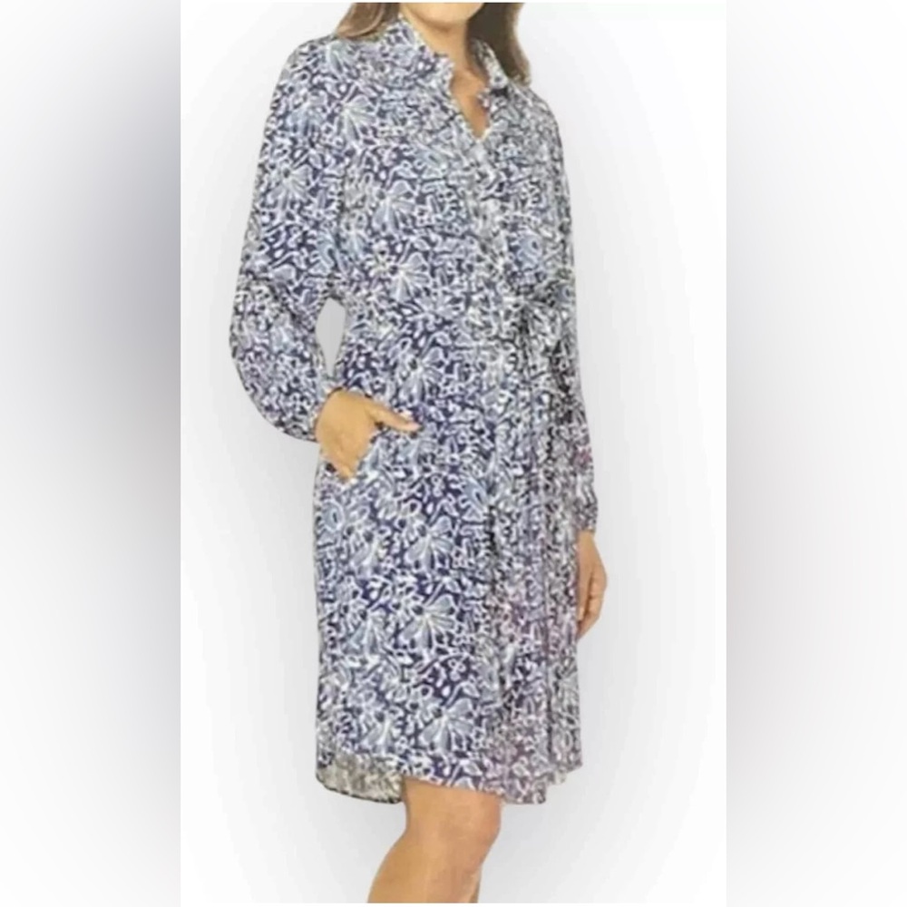 Floral Blue Shirt Dress